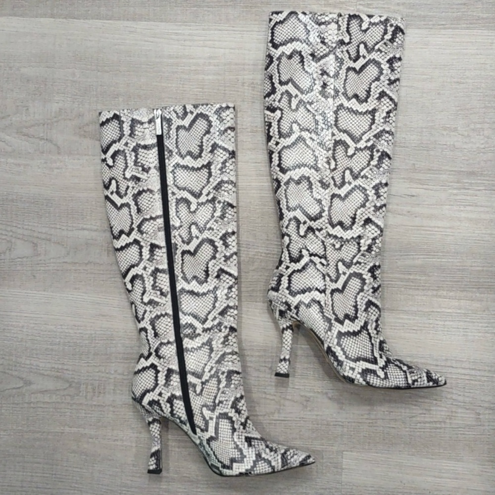 BRAND NEW Gianna Bini Snakeskin Leather Knee High Heels Boots! Lennoxe